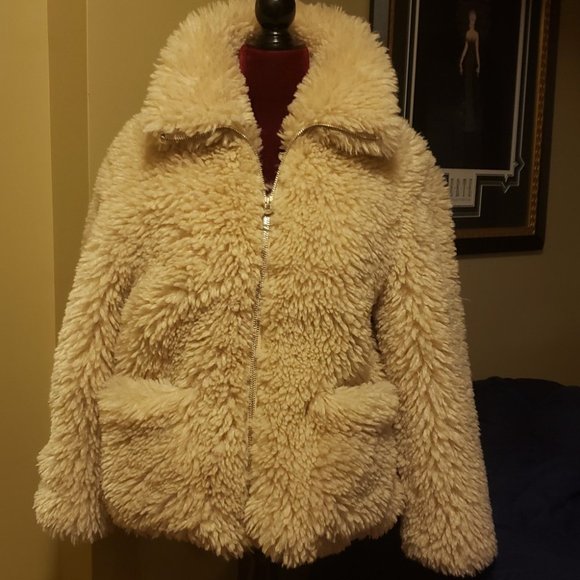 Women's Topshop Jonas Faux Shearling Jacket, (Med)- Ivory - Picture 2 of 4